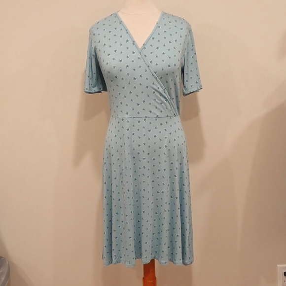 41 Hawthorn Light Teal Crossover Front Pull On Casual Stretch Dress NEW- Sz. Med - Picture 6 of 6